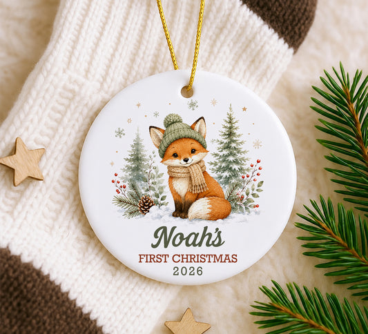 Baby's First Christmas Ornament Personalized, Custom Name Ornament, Deer Bear Fox Bunny Ceramic Christmas Keepsake Gift 2026