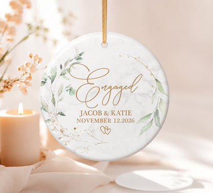 Engaged Custom Name Ceramic Ornament 2026 Xmas
