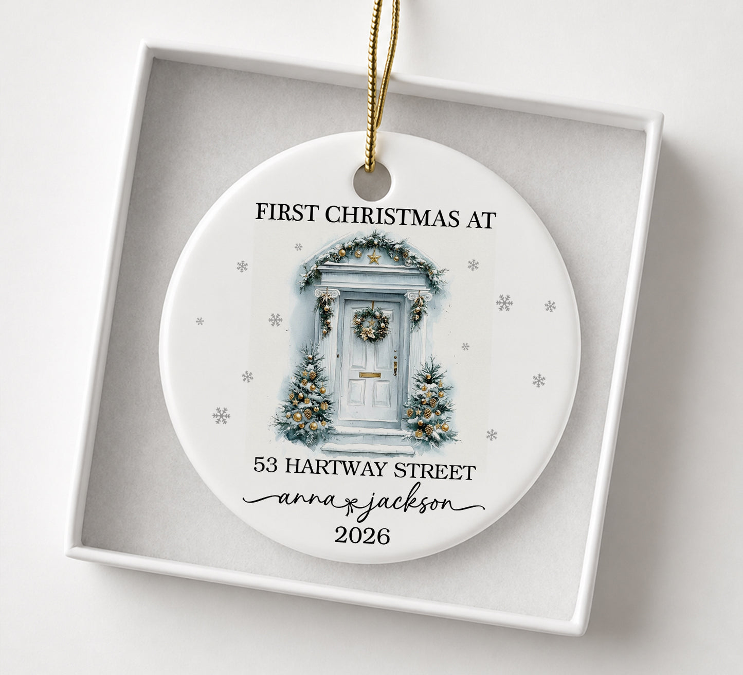 First Christmas At New Home - Name & Address Ceramic Xmas Ornament 2026