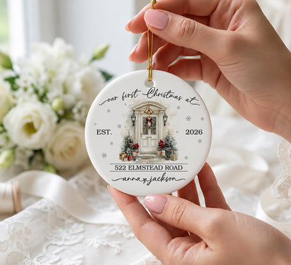 Our First Christmas At New Home Custom Name Ceramic Xmas Ornament 2026
