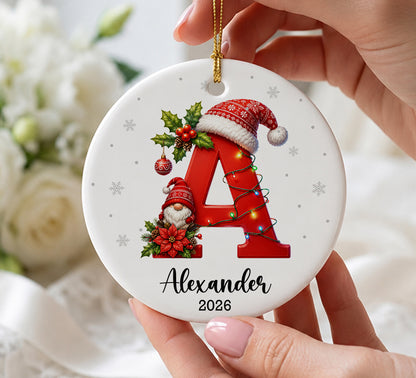 Personalized Initial Christmas Ornament, Custom Christmas Decorations with Name, Monogram Holiday Decor, Family Gift