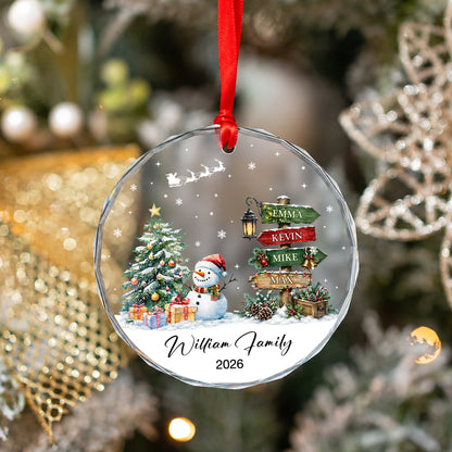 Family Custom Name Sign Glass Xmas Ornament 2026