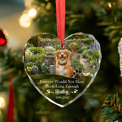 Forever Pet Dog Cat Custom Image Name Glass Xmas Ornament 2026