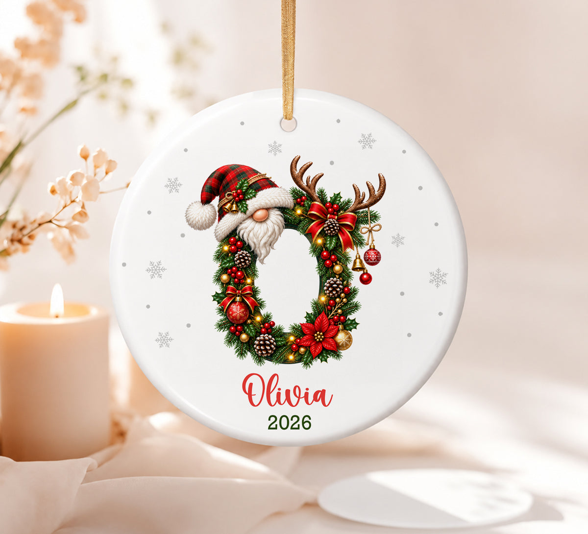 Personalized Monogram Keepsake Ornament 2026 – Custom Initial Name Decor, Family Memory Gift, Holiday & Yearly Ornament