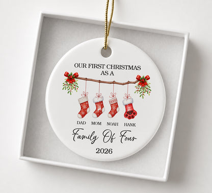 Family Of Four - Ceramic Ornament 2026 Xmas