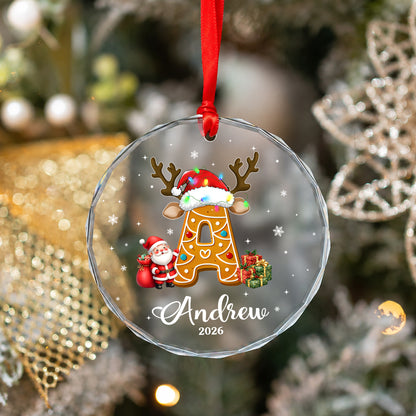 Init Letter Cookie Custom Name Christmas Glass Ornament Xmas 2026