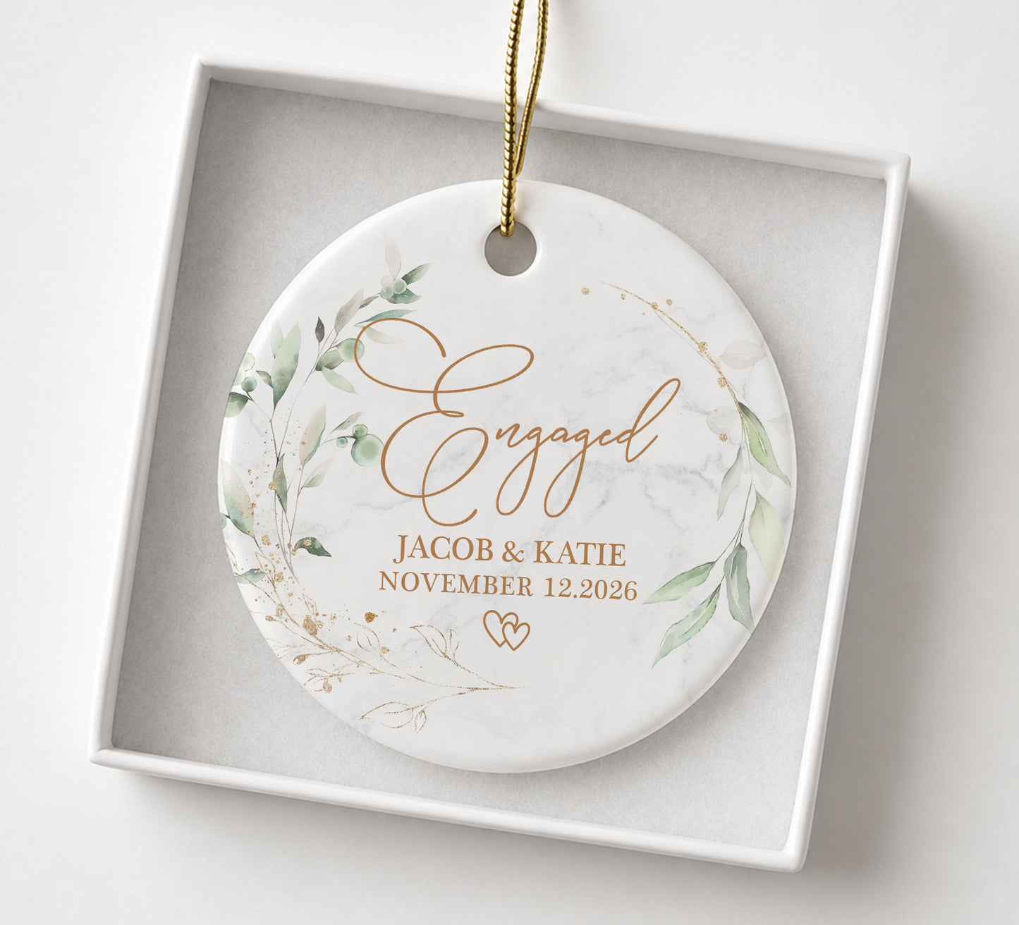 Engaged Custom Name Ceramic Ornament 2026 Xmas