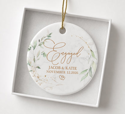 Engaged Custom Name Ceramic Ornament 2026 Xmas