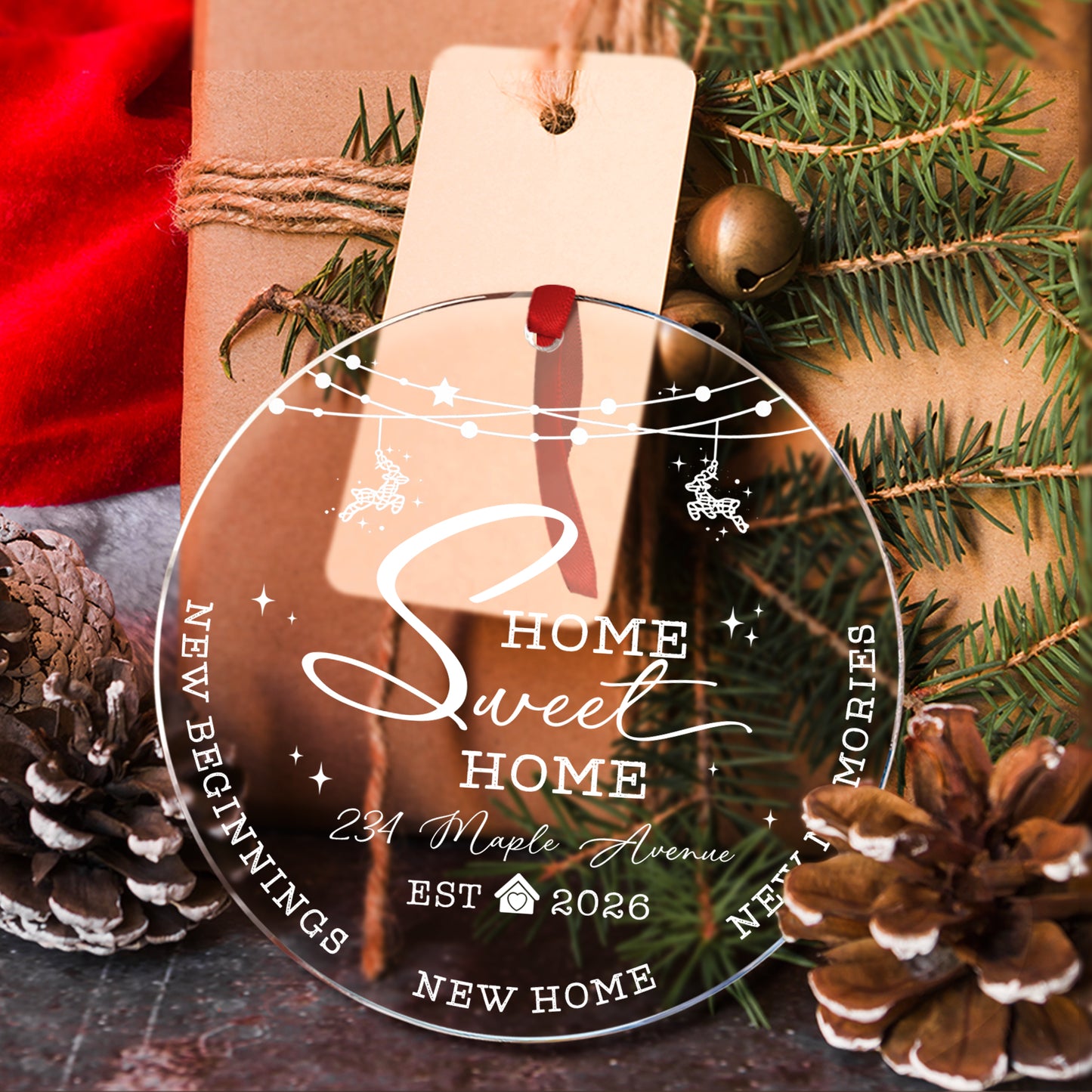 Home Sweat Custom Name Glass Ornament Xmas 2026
