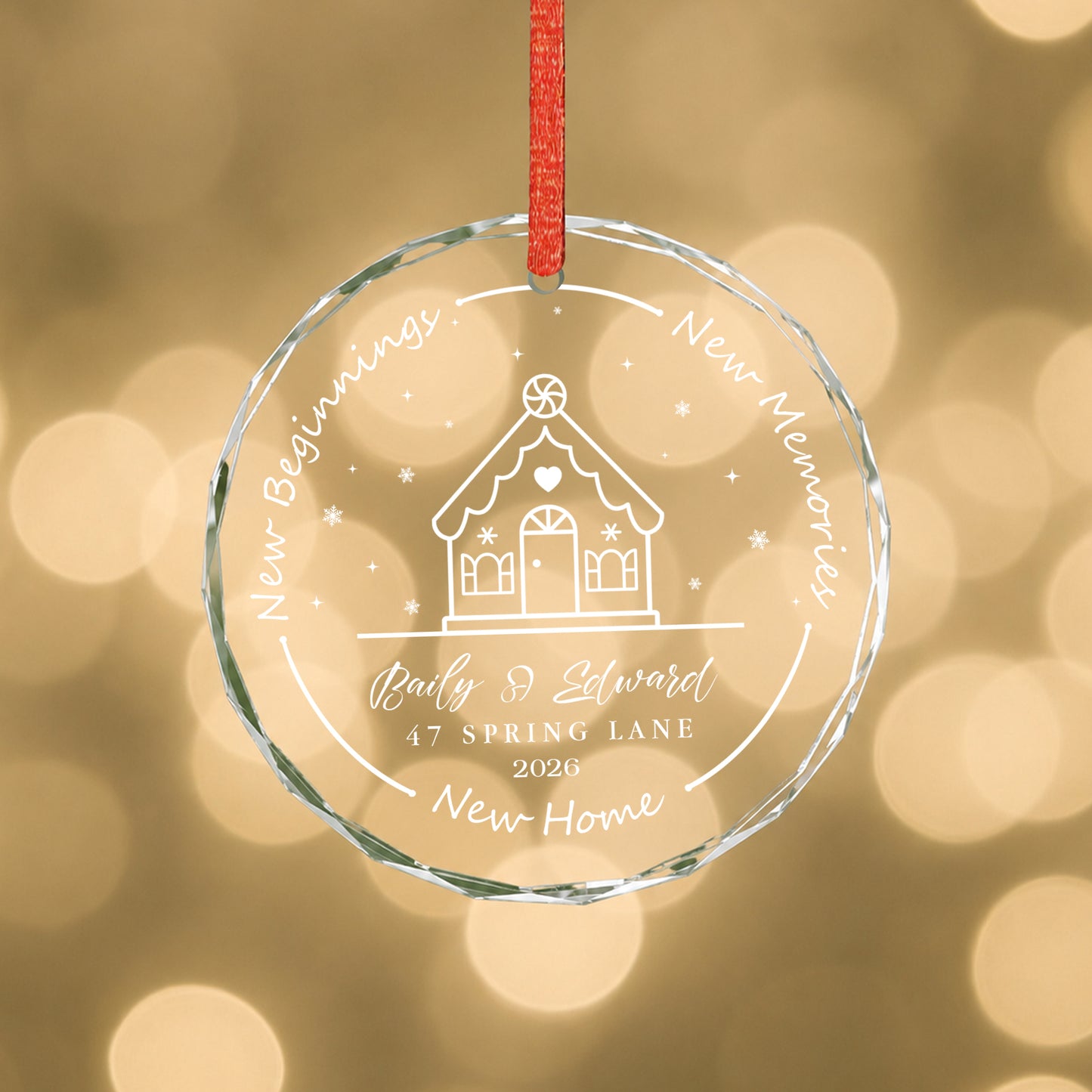 New Beginning New Home Custom Name Glass Xmas Ornament 2026