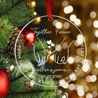 Together Forever Anniversary Custom Name Glass Xmas Ornament 2026