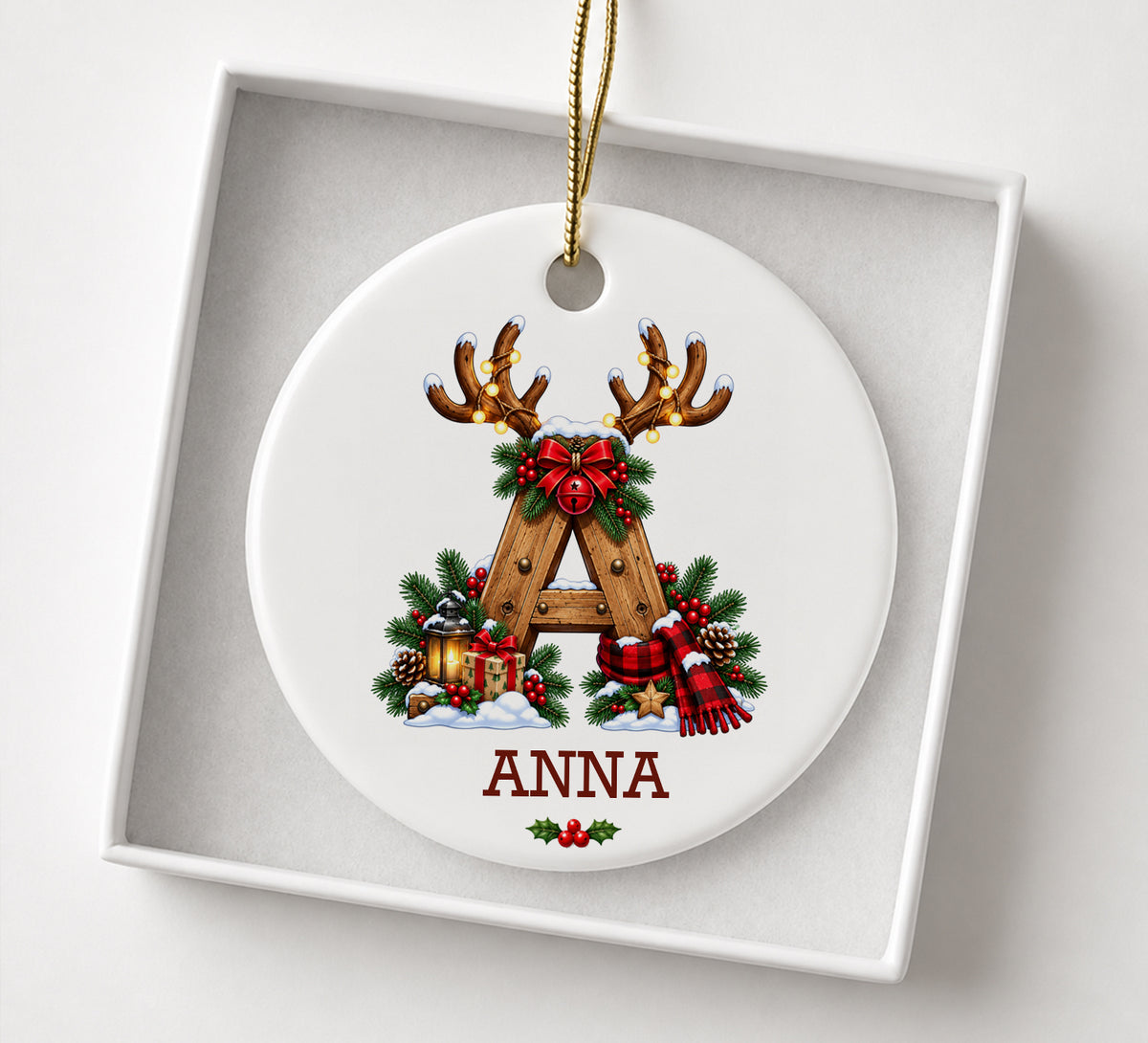 Personalized Name Ornament, Custom Kids Boy Girl Christmas Ornament, First Initial Monogram Letter Keepsake, Child Name Holiday Gift