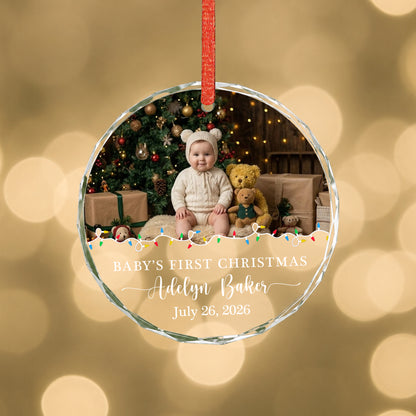 Baby 1st Christmas Ornament Image - Custom Name Glass Ornament 2026