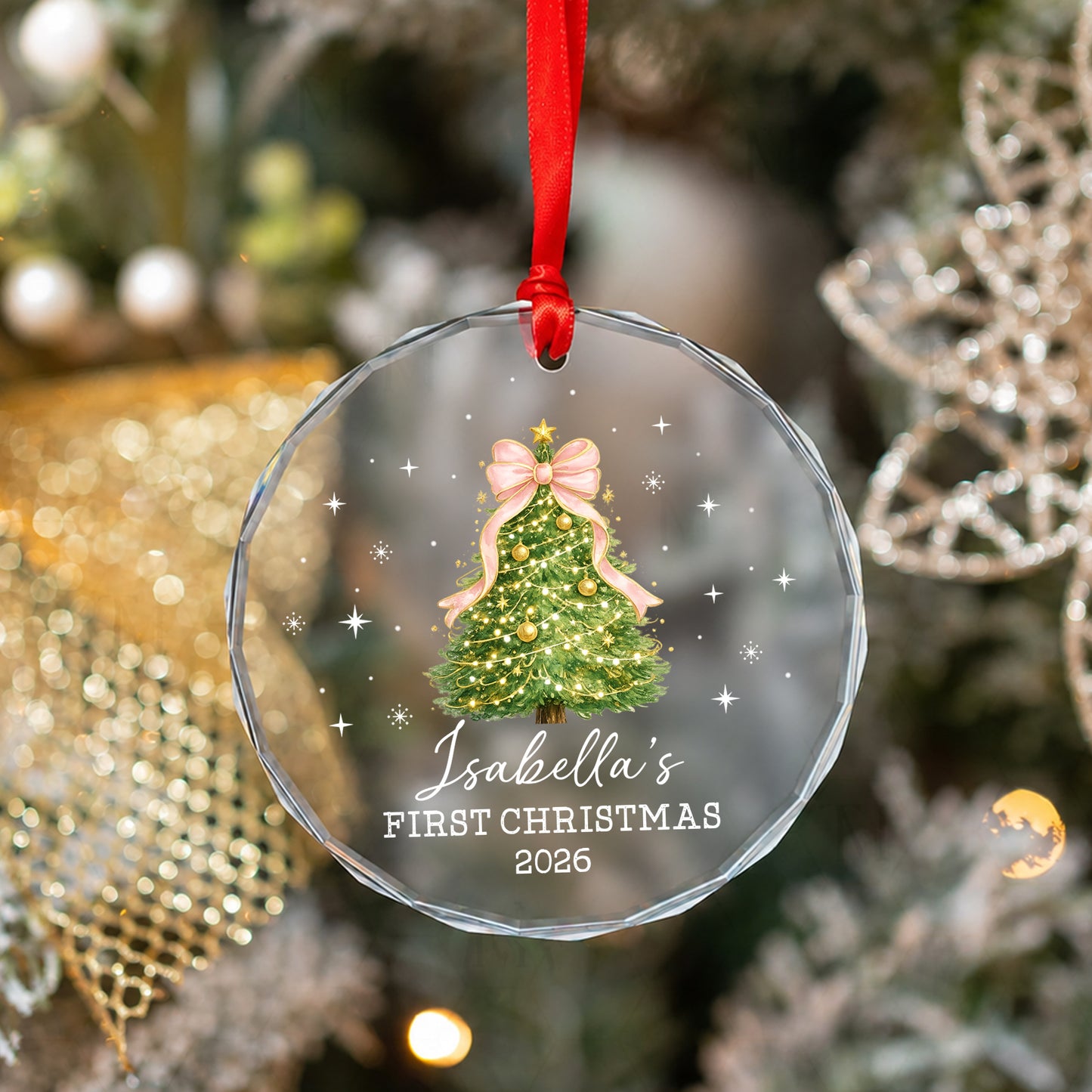 Baby 1st Christmas Ornament - Custom Name Glass Ornament 2026