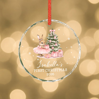 Baby 1st Christmas Ornament Rabbit - Custom Name Glass Ornament 2026