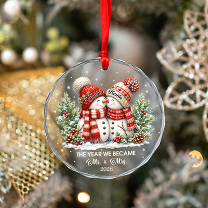 Custom First Christmas Ornament, Newlywed Wedding Gifts, Personalized First Christmas Keepsake, Our 1st Married Christmas Mr Mrs Orrnament