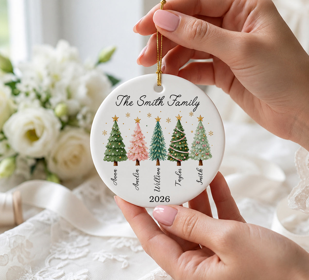 Personalized Family of Five Chrismtas Ornament 2026 - Our First Christmas As A Family of 5 Keepsake - Baby First Holiday Ornament - Parents Gift for Mom Dad - Newborn Kids Xmas Tree Decor