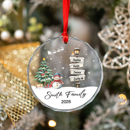 Custom Name Family Member Sign - Glass Ornament 2026 Xmas
