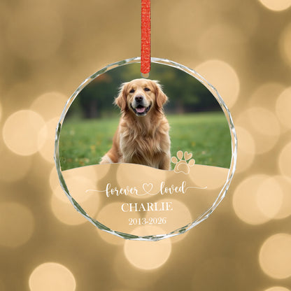 Forever Love Custom Image Name Glass Xmas Ornament 2026