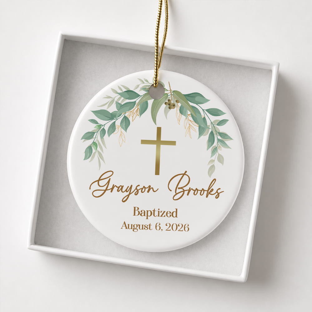 Baptized Custom Date Time Ceramic Ornament Xmas 2026