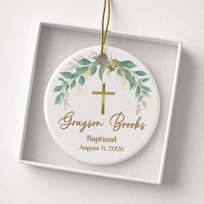 Baptized Custom Date Time Ceramic Ornament Xmas 2026