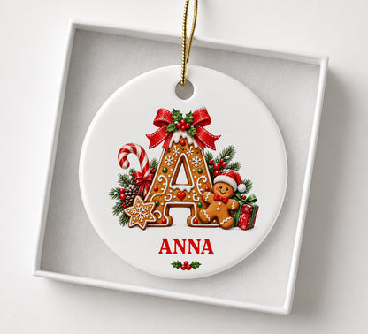 Personalized Gingerbread Letter Ornament, Custom Name Ornament, Kids Christmas Gift, Family Tree Hanging Decoration