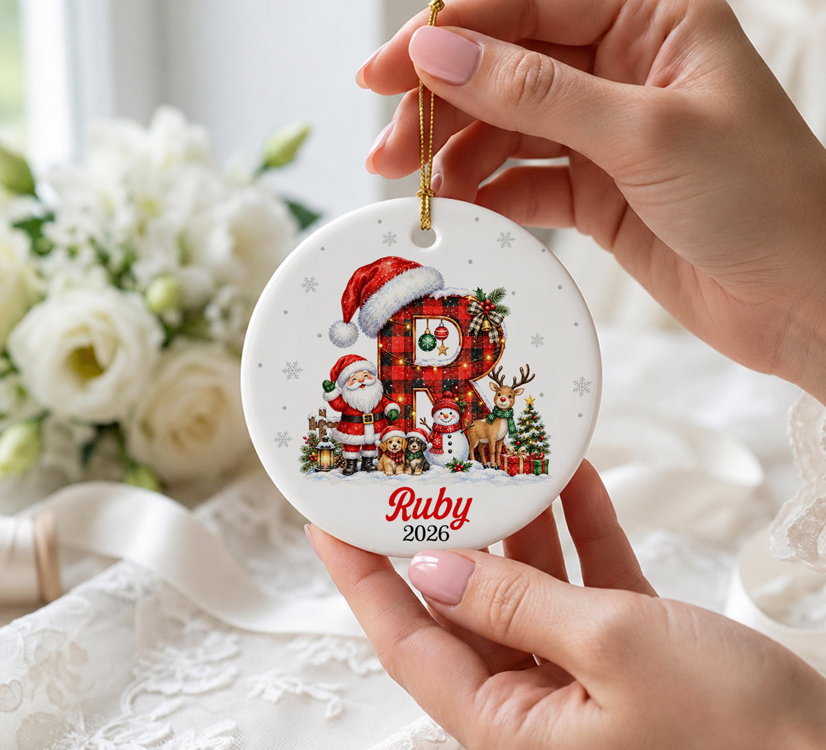 Personalized Christmas Letter Name Ornament: 2025 Family Keepsake Gift