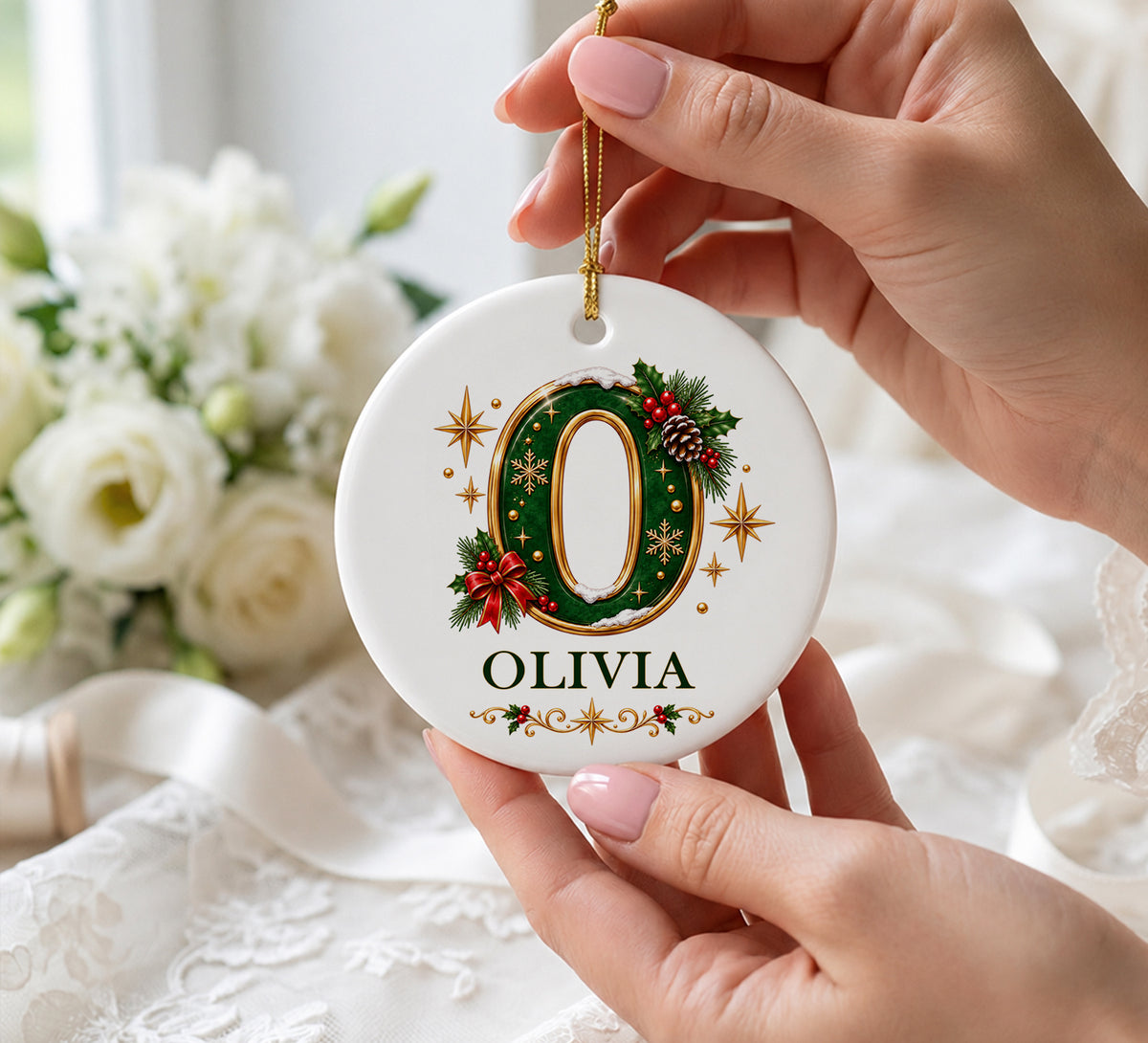 Personalized Monogram Christmas 3D Ornament, Custom Ceramic Initial Keepsake, Holiday Tree Name Gift 2026