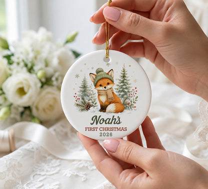 Baby's First Christmas Ornament Personalized, Custom Name Ornament, Deer Bear Fox Bunny Ceramic Christmas Keepsake Gift 2026