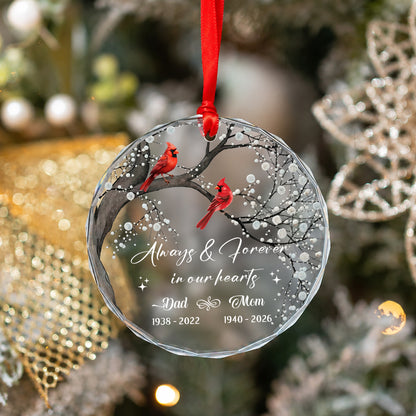 In Our Heart Cardinal Bird - Image Memorial Christmas Glass Ornament Xmas 2026