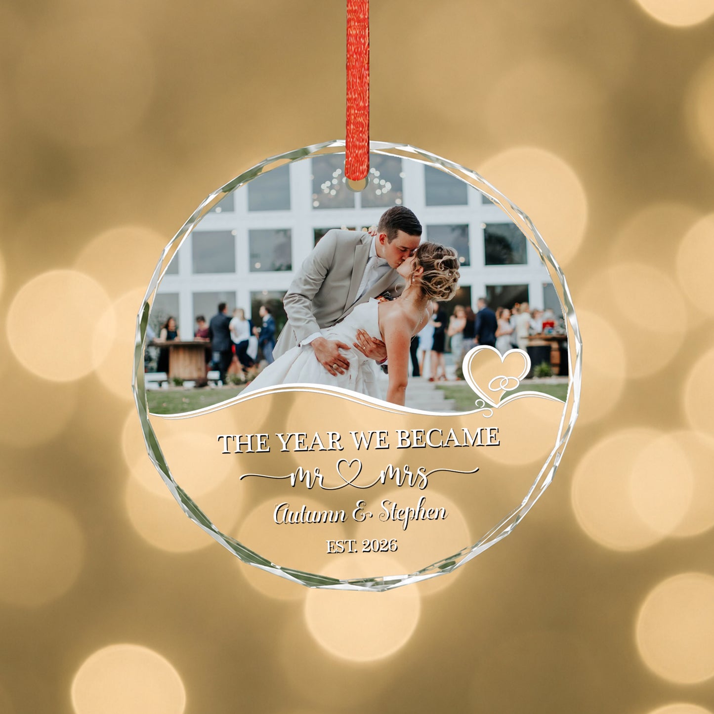 The Year We Became Mr&Mrs Custom Image Glass Xmas Ornament 2026