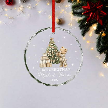 Baby 1st Christmas Ornament - Custom Name Heart Glass Ornament 2026