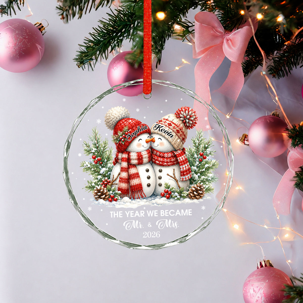 Custom First Christmas Ornament, Newlywed Wedding Gifts, Personalized First Christmas Keepsake, Our 1st Married Christmas Mr Mrs Orrnament