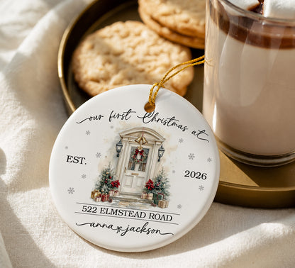 Our First Christmas At New Home Custom Name Ceramic Xmas Ornament 2026
