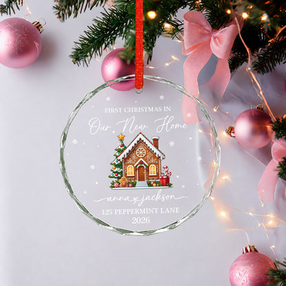 First Christmas In New Home Custom Name Glass Xmas Ornament 2026