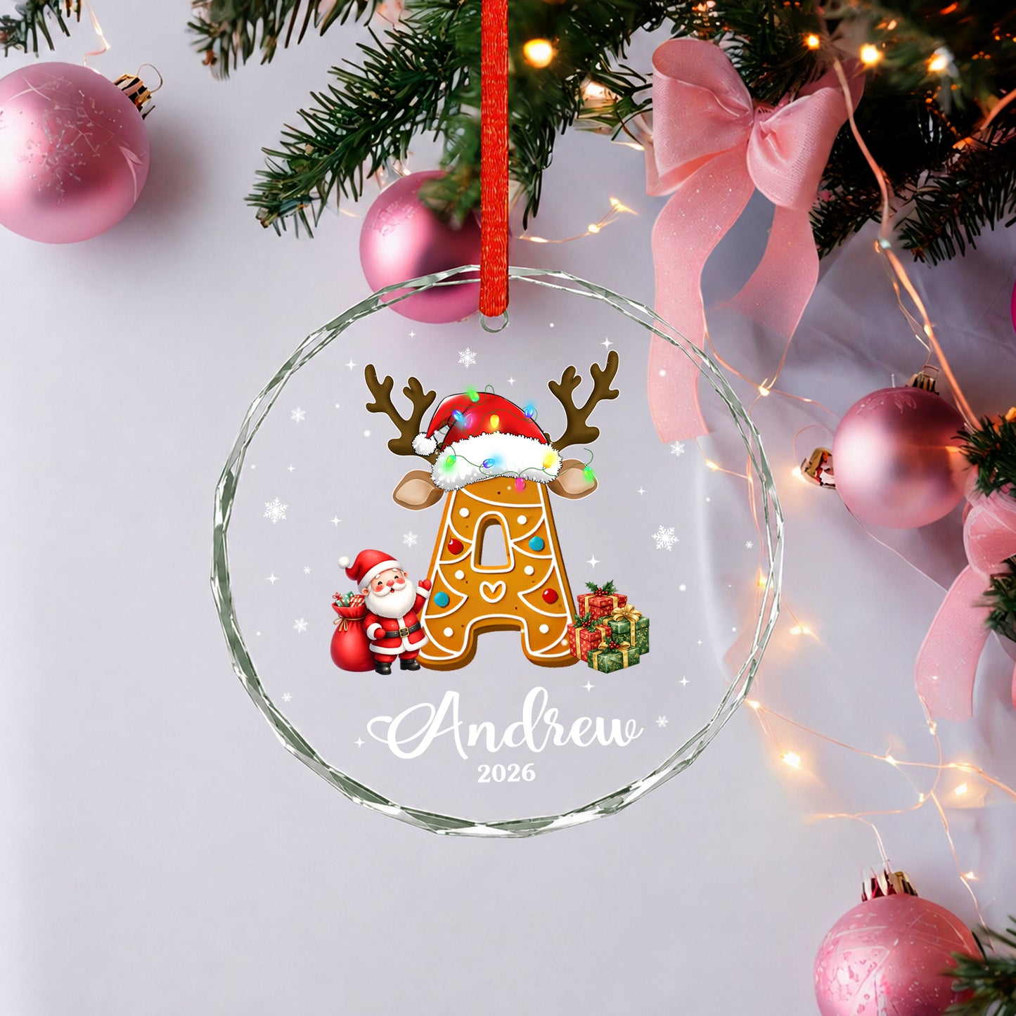 Init Letter Cookie Custom Name Christmas Glass Ornament Xmas 2026