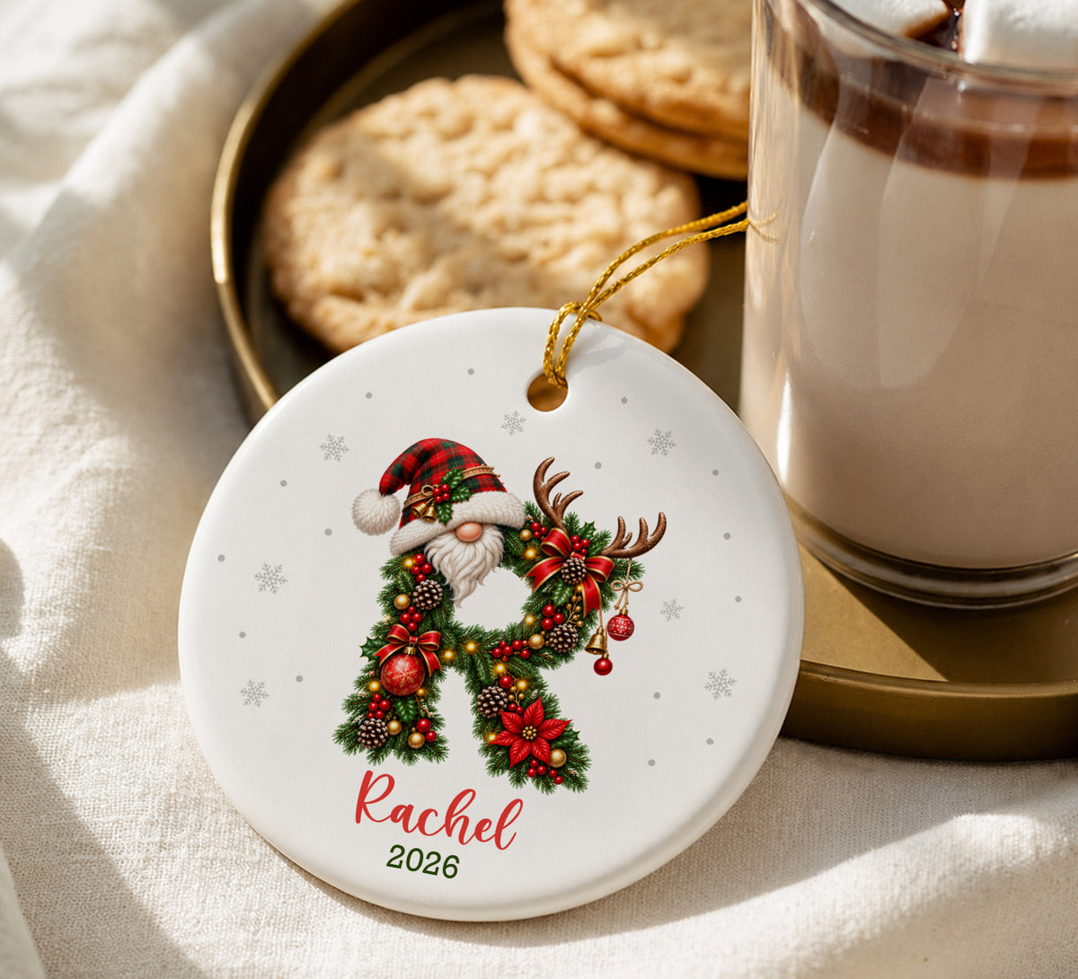 Personalized Monogram Keepsake Ornament 2026 – Custom Initial Name Decor, Family Memory Gift, Holiday & Yearly Ornament