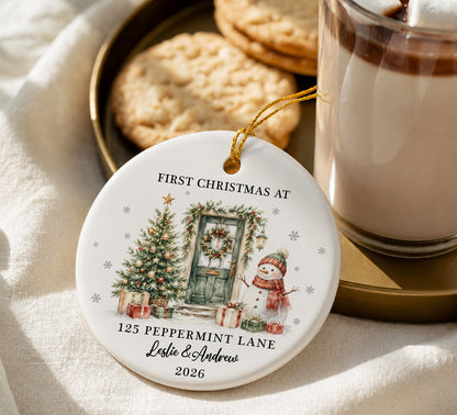 First Christmas At New Home - Custom Name & Address Ceramic Xmas Ornament 2026