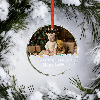 Baby 1st Christmas Ornament Image - Custom Name Glass Ornament 2026