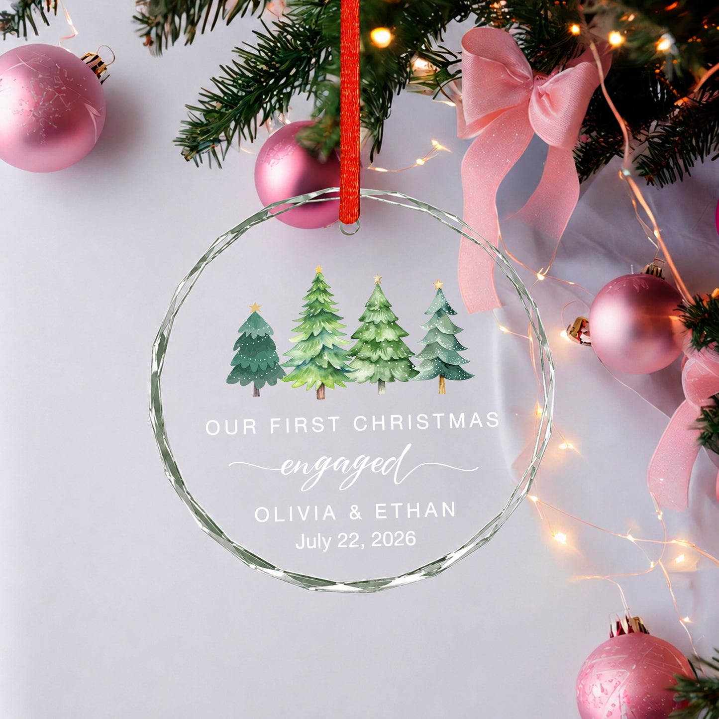 Our 1st Christmas Engaged Glass Ornament 2026 Xmas