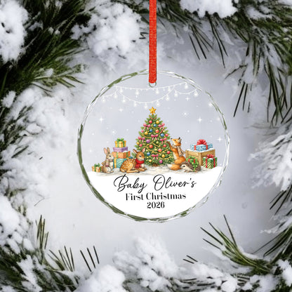 Baby 1st Christmas Ornament Pine Tree Gift - Custom Name Glass Ornament 2026