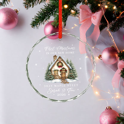 1st Christmas New Home Ornament - Custom Name Glass Ornament 2026