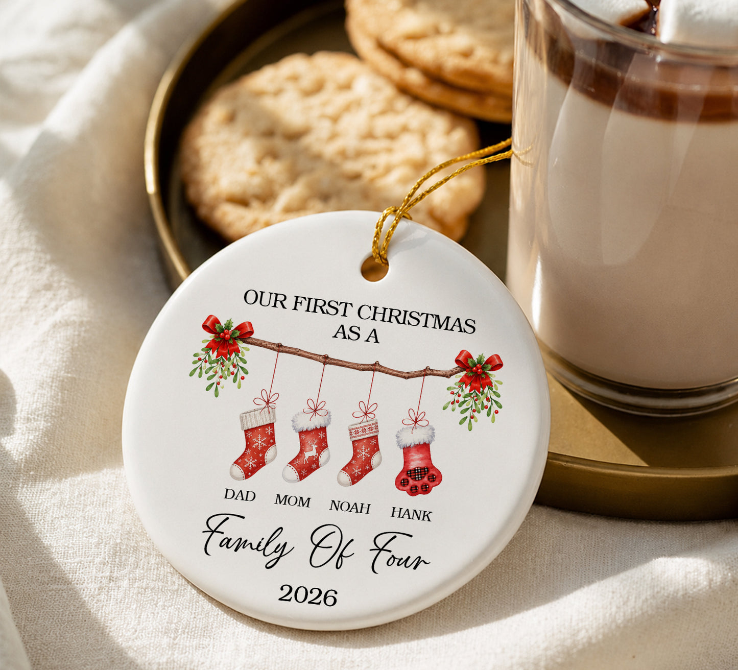 Family Of Four - Ceramic Ornament 2026 Xmas