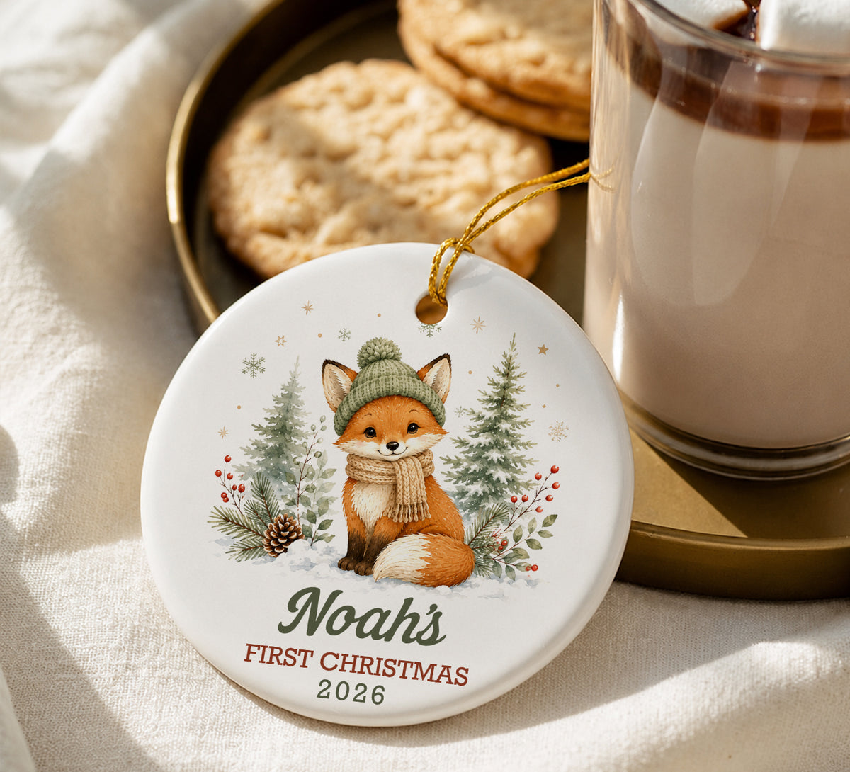 Baby's First Christmas Ornament Personalized, Custom Name Ornament, Deer Bear Fox Bunny Ceramic Christmas Keepsake Gift 2026