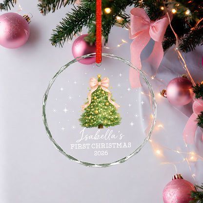 Baby 1st Christmas Ornament - Custom Name Glass Ornament 2026
