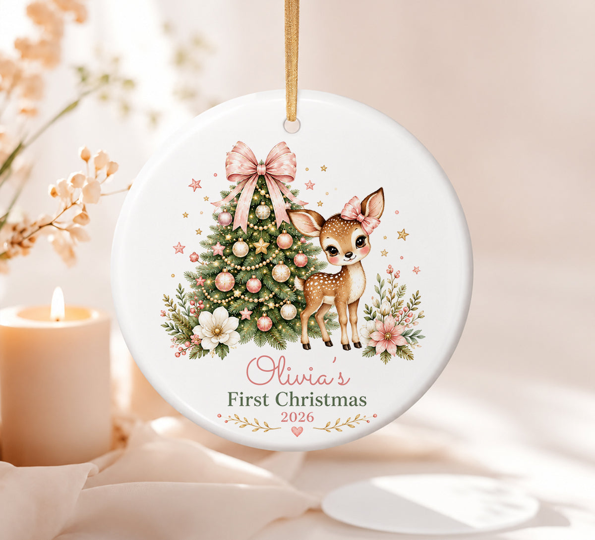 Personalized Baby Ornament - Christmas, Birthday Gifts for New Mom Dad - Custom Babies First Ornament