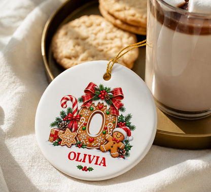 Personalized Gingerbread Letter Ornament, Custom Name Ornament, Kids Christmas Gift, Family Tree Hanging Decoration