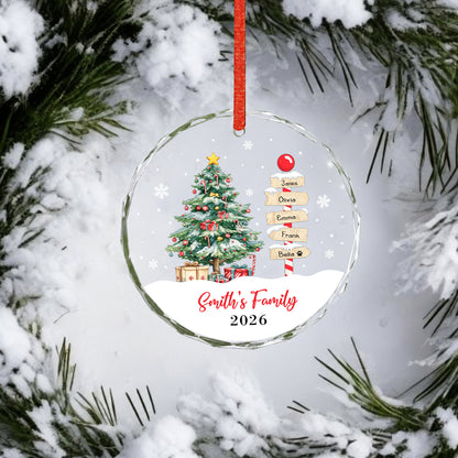 Custom Image Name Pine Tree Glass Xmas Ornament 2026