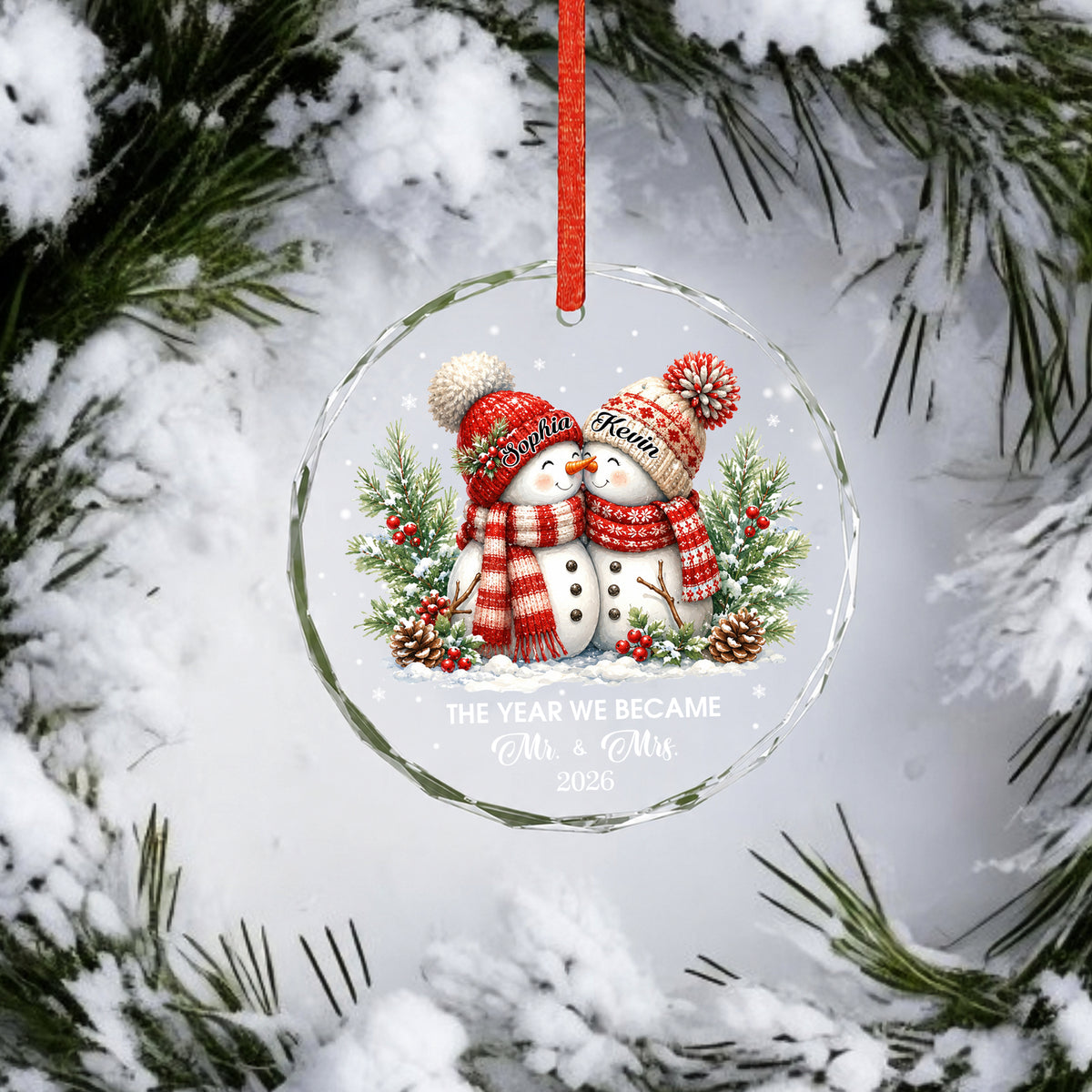 Custom First Christmas Ornament, Newlywed Wedding Gifts, Personalized First Christmas Keepsake, Our 1st Married Christmas Mr Mrs Orrnament