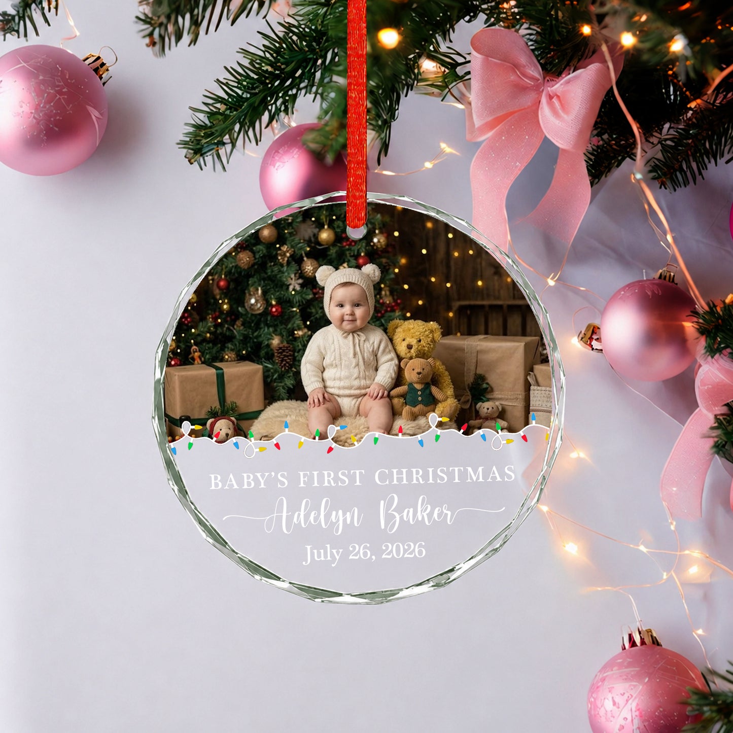 Baby 1st Christmas Ornament Image - Custom Name Glass Ornament 2026